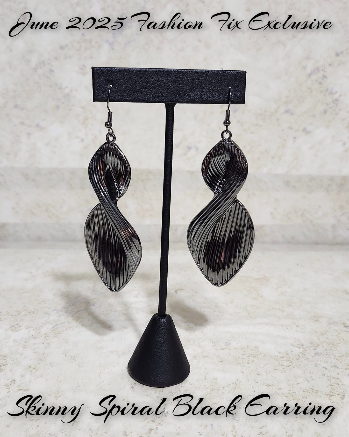 Skinny Spiral - Black Earring