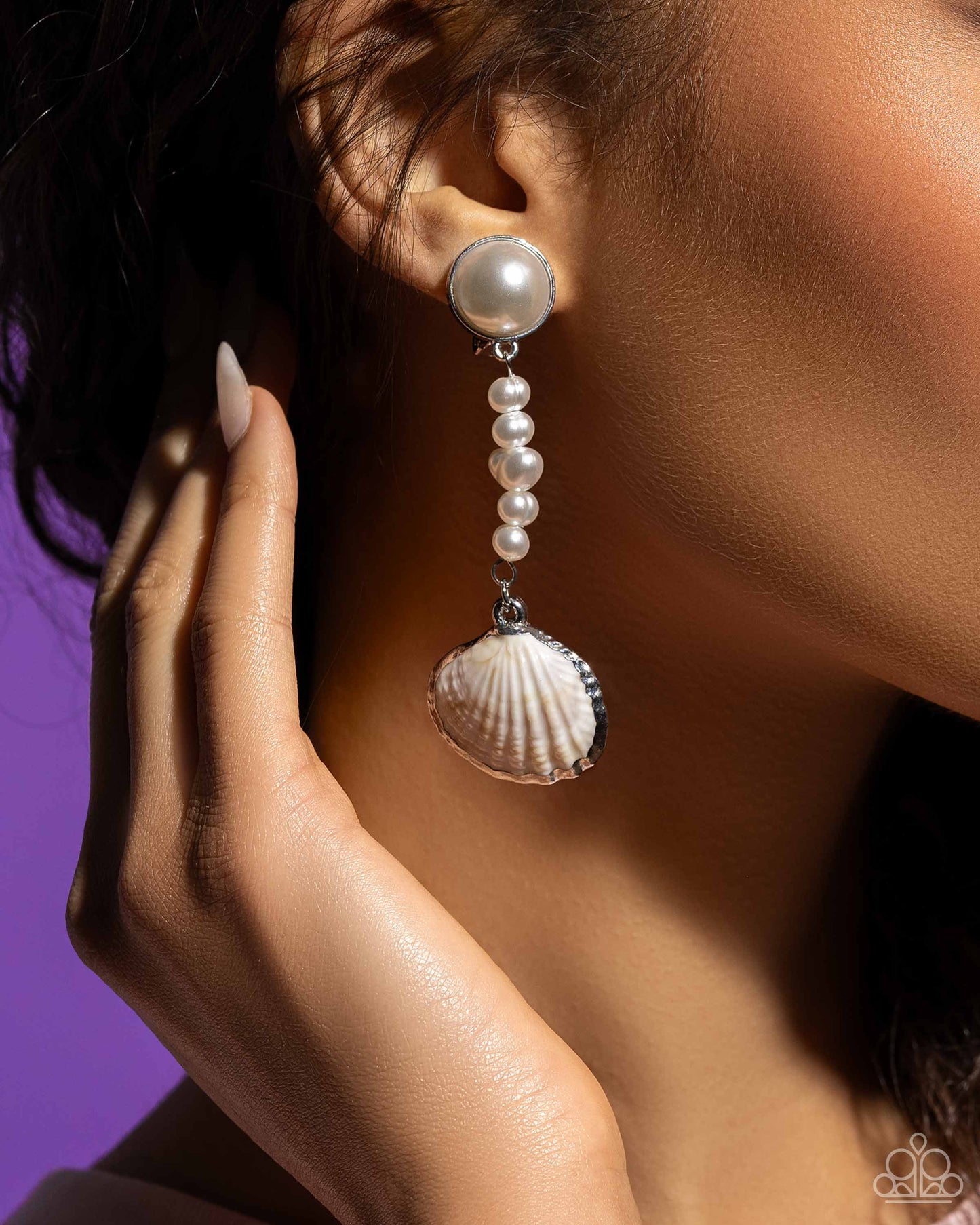 Oceanic Occasion - White Clip On Earring