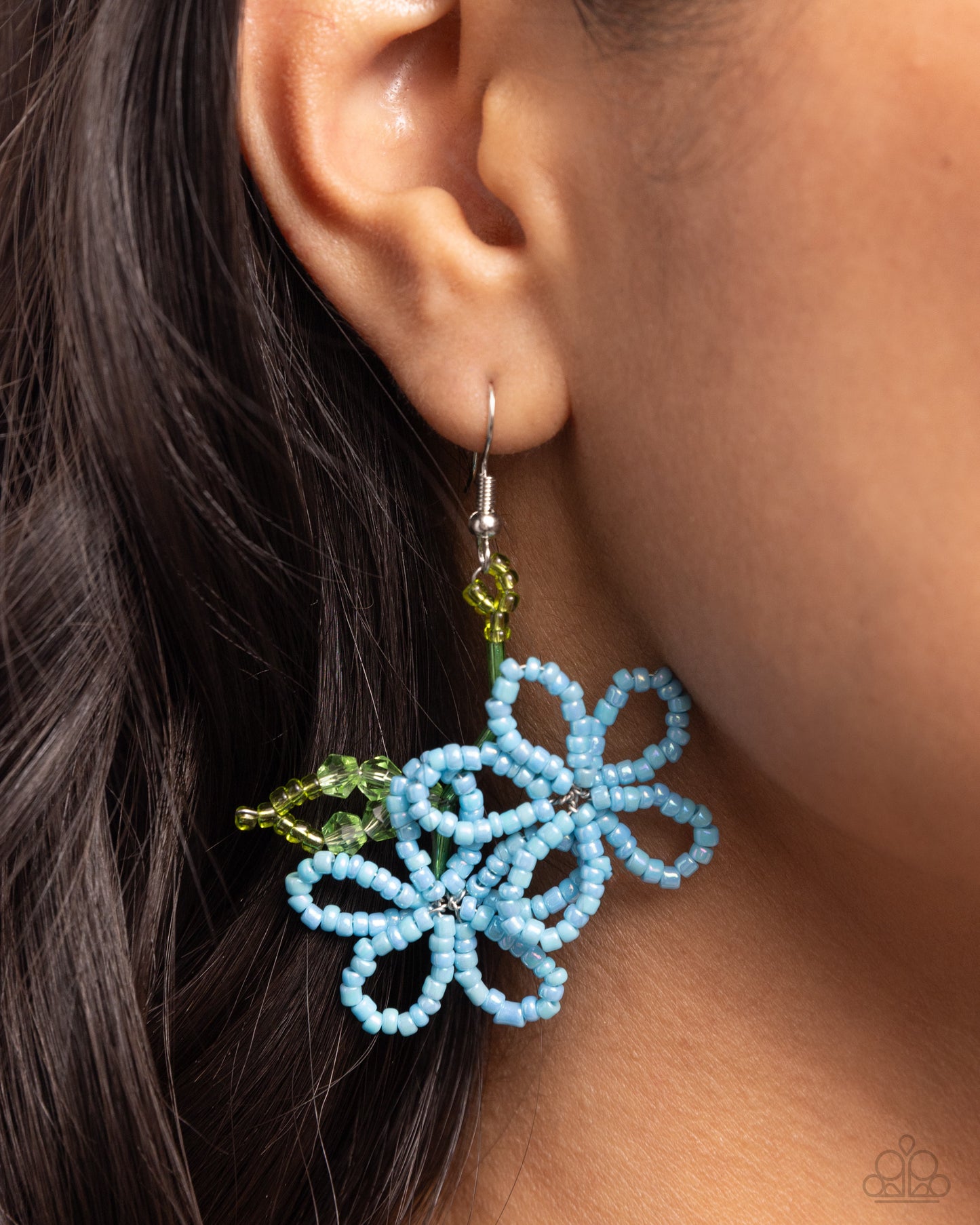 Beaded Blooms - Blue Seed Bead Earring
