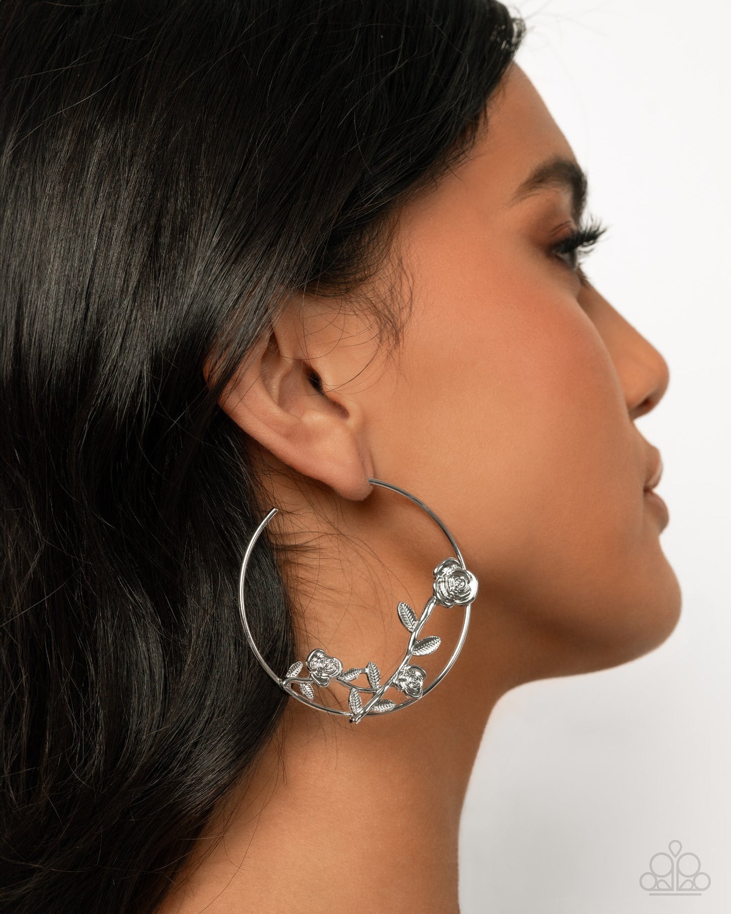 Blooming Benefit - Silver Hoop Earring