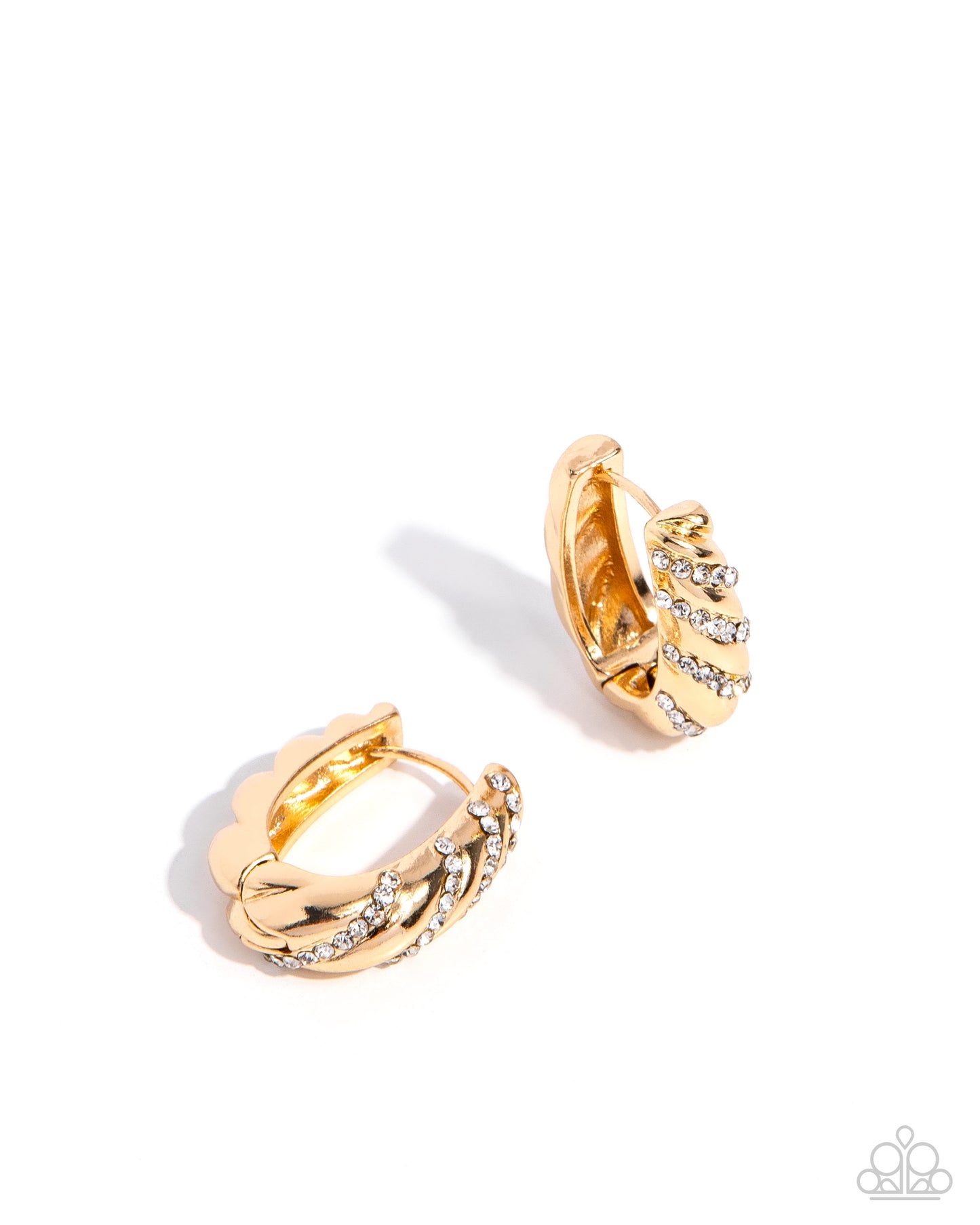 Paved in Glitz - Gold Hoop Earring
