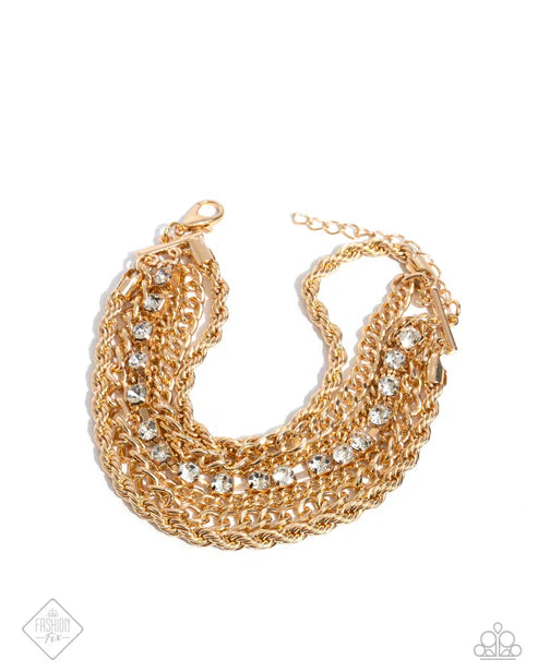 Adorably Administrative - Gold Necklace & Bracelet Set