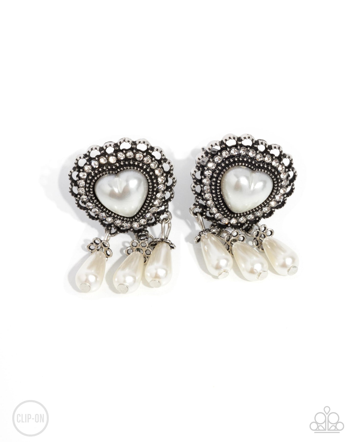 Sumptuous Story - White Clip On Earring