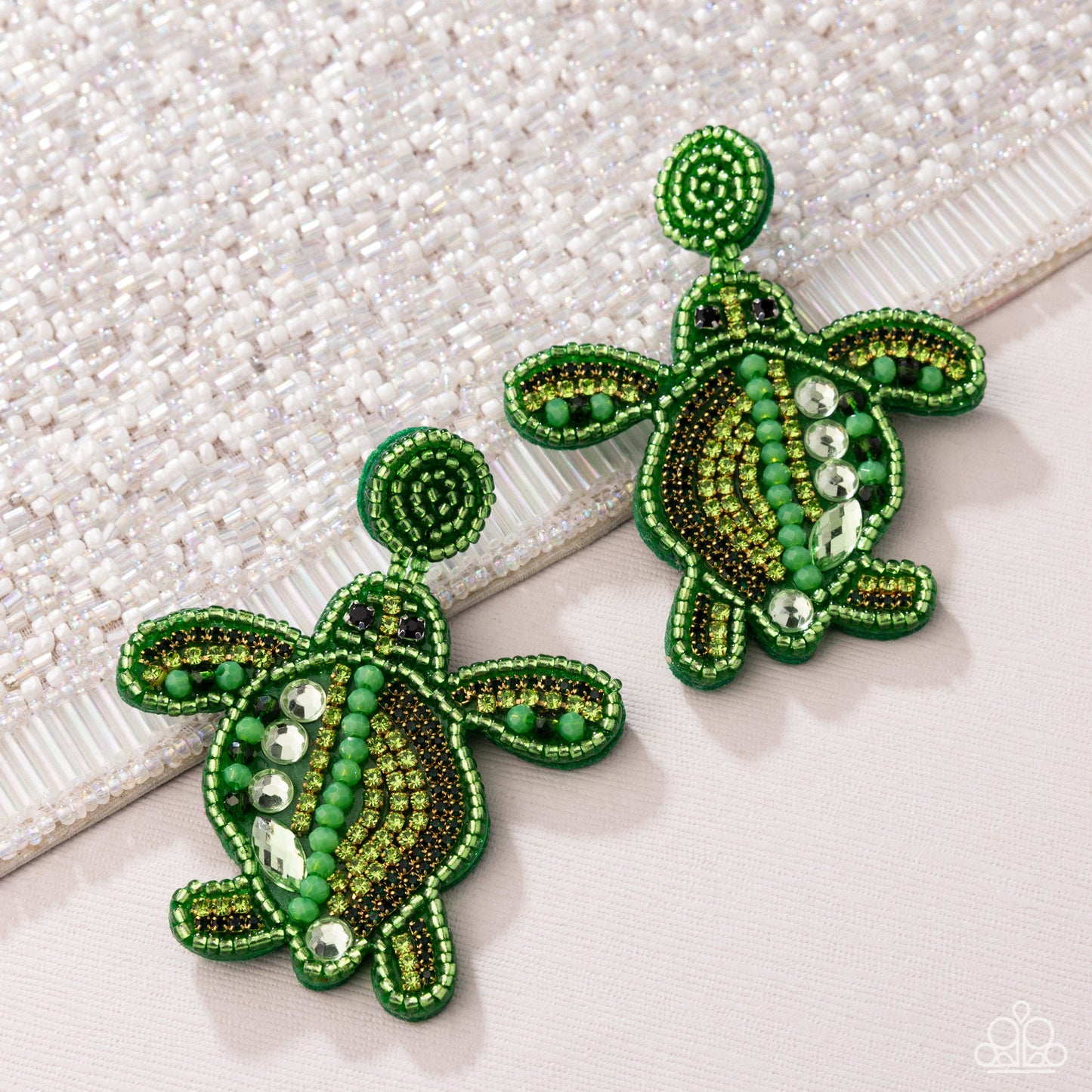 Turtle Tapestry - Green Seed Bead Earring (LOP 05-25)