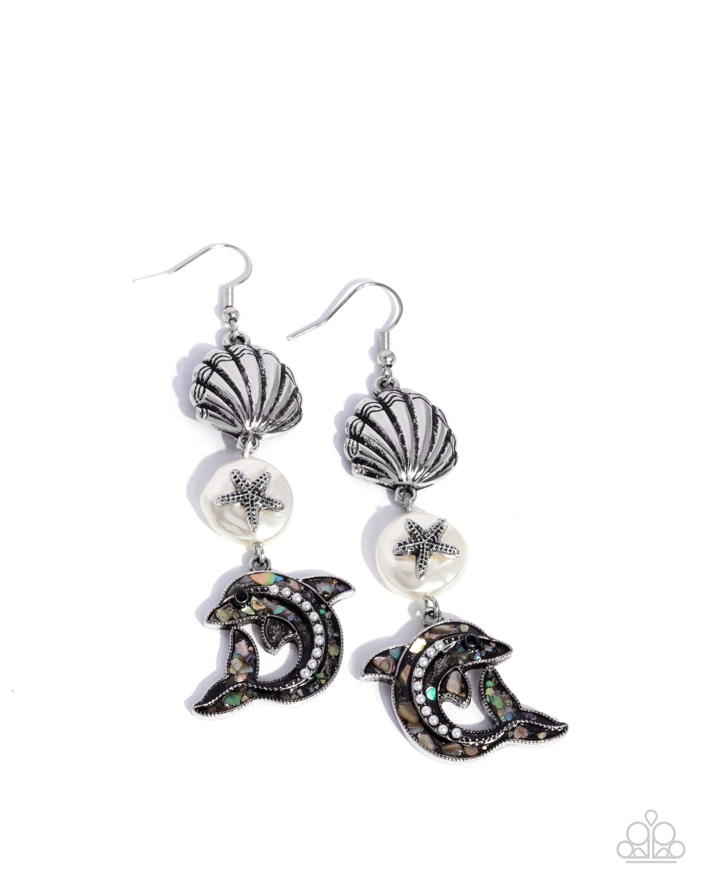 Delightful Dolphin - White Earring