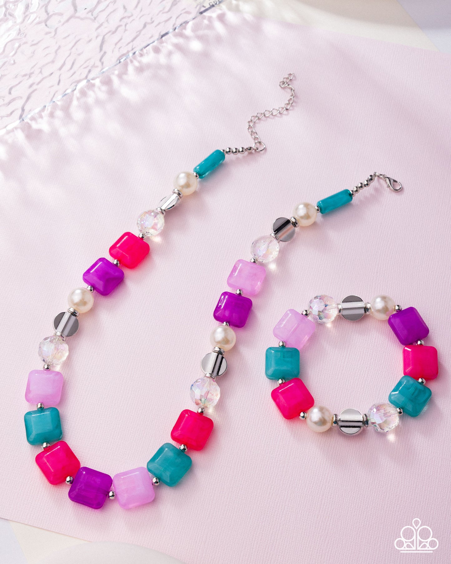 Continuous Cubes - Multi Necklace & Bracelet Set