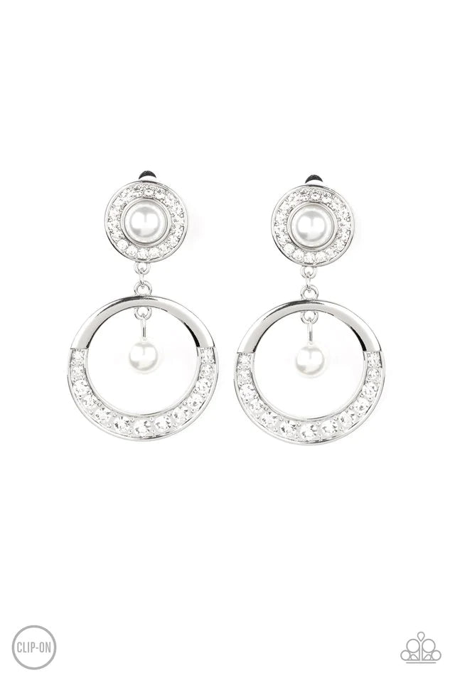 Royal Revival - White Clip-On Earring