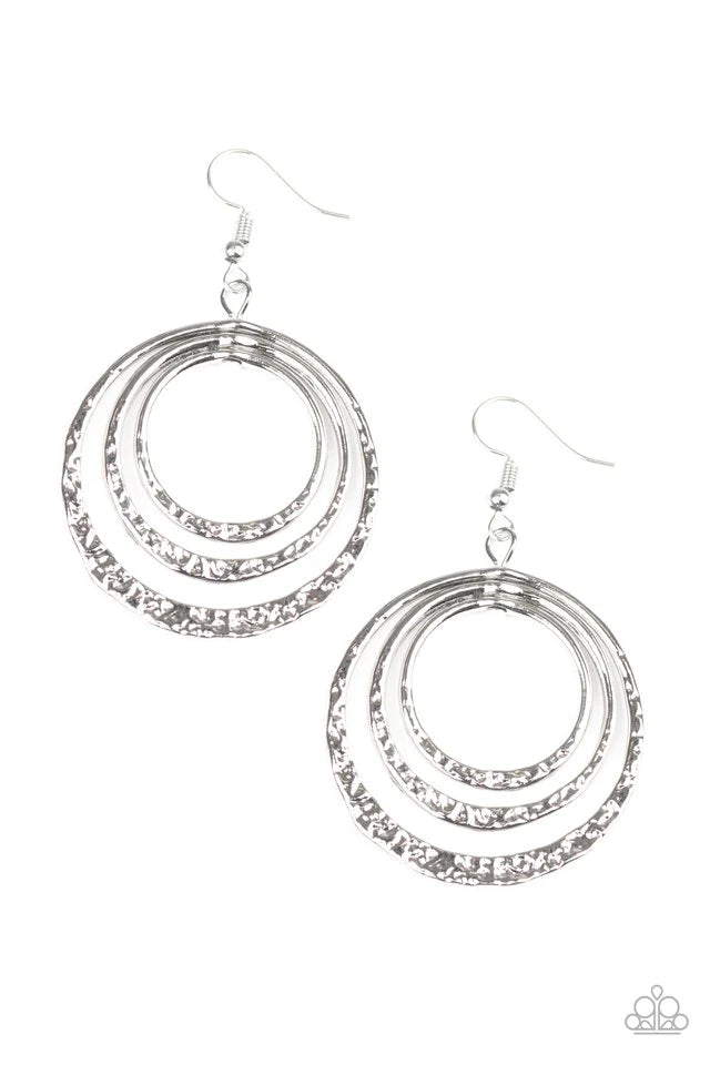 Metallic Ruffle - Silver Earring