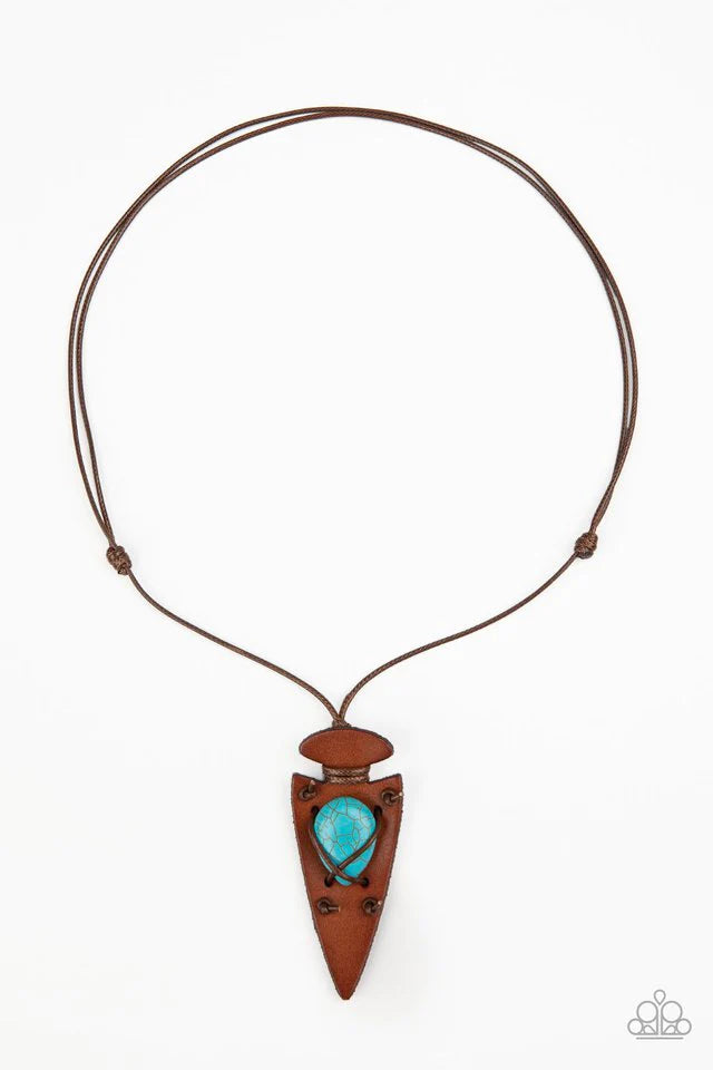 Hold Your Arrowhead Up High - Blue Urban Necklace