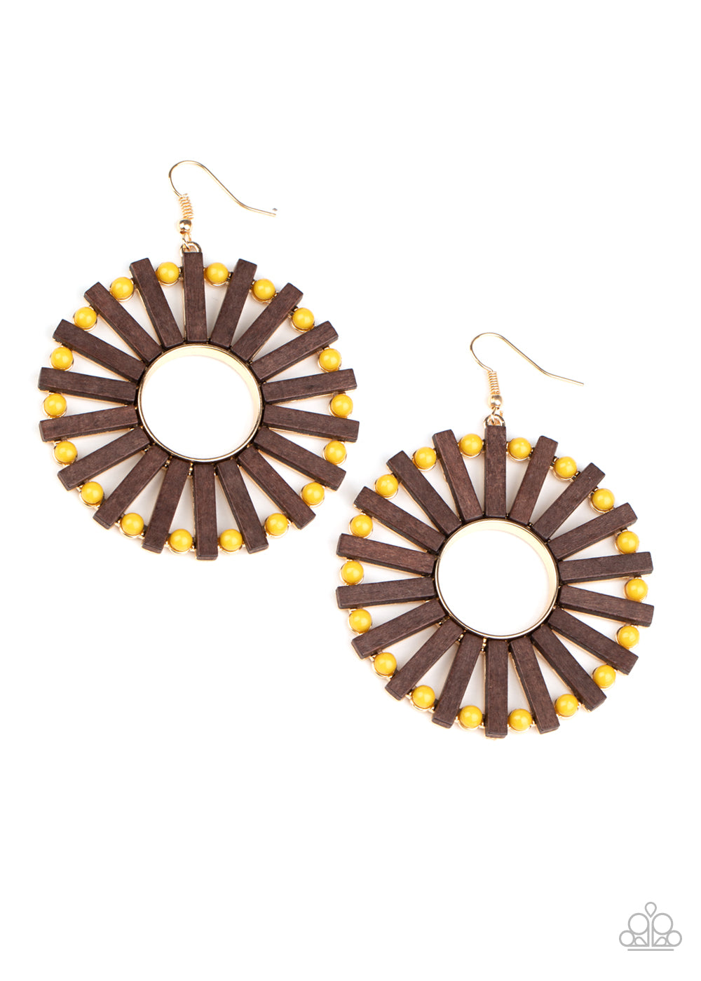 Solar Flare - Yellow Wood Earring