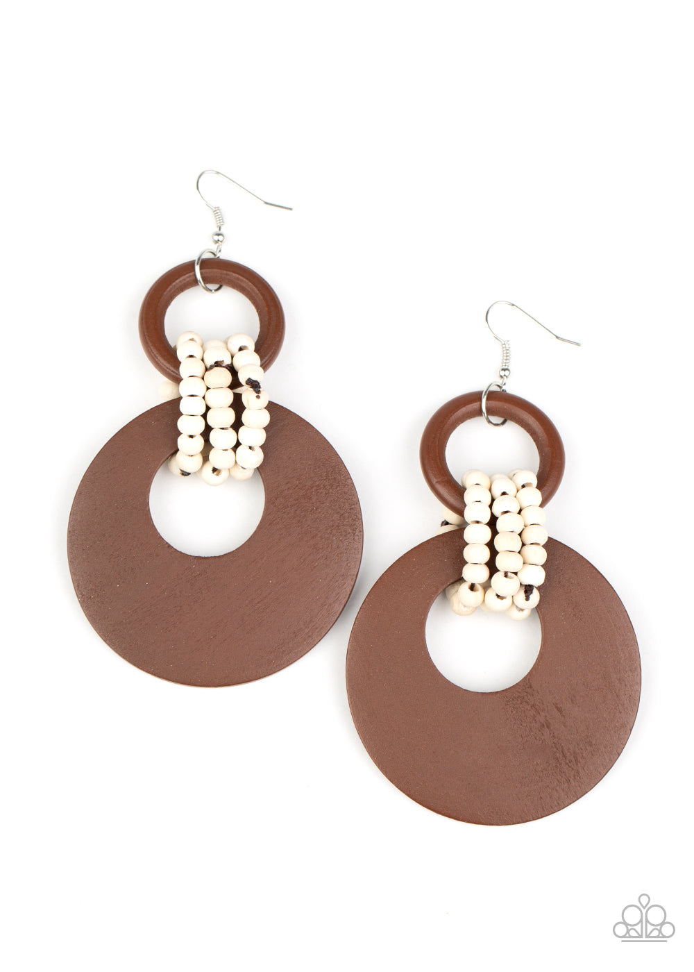 Beach Day Drama - Brown Wood Earring