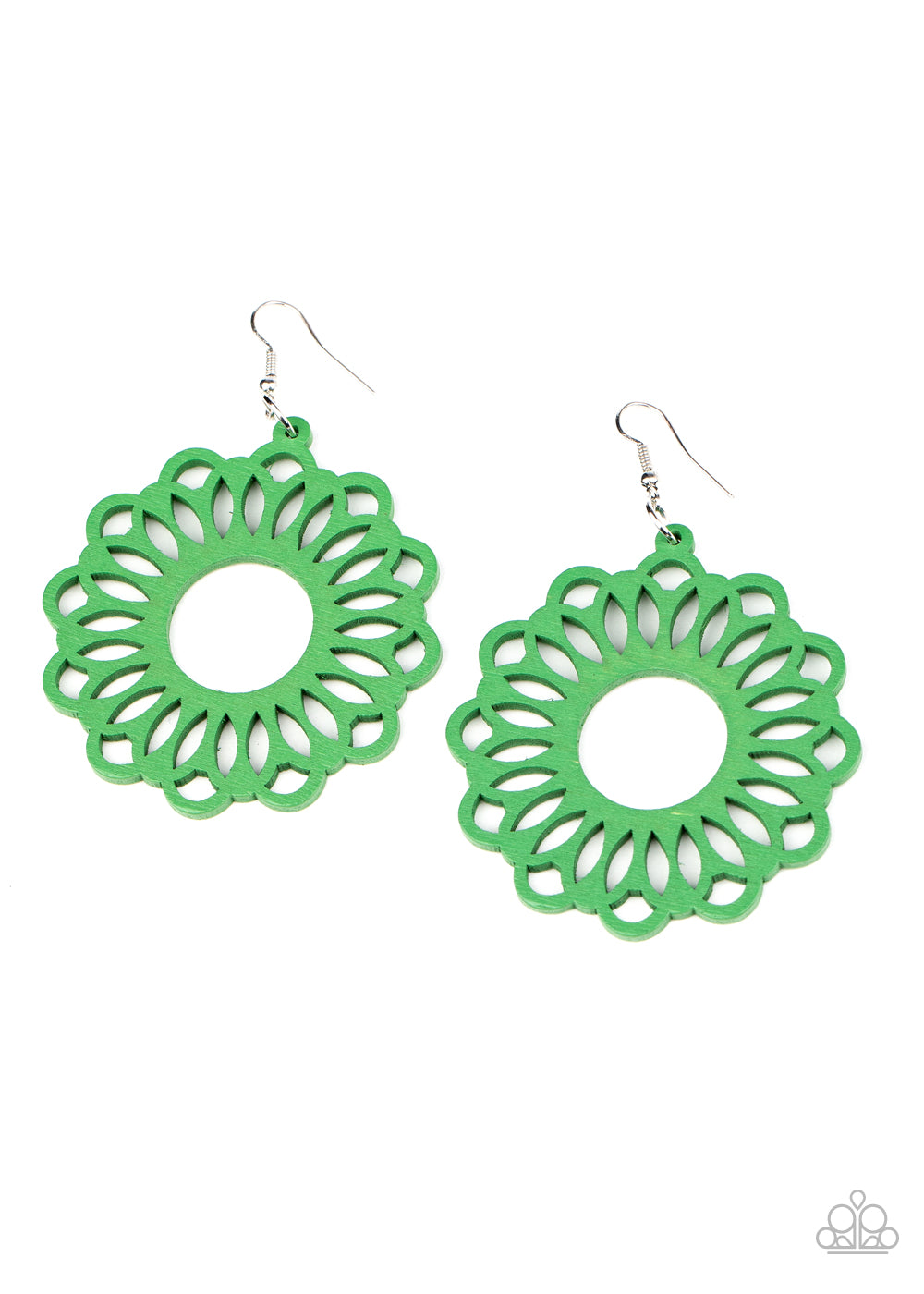 Dominican Daisy - Green Wood Earring