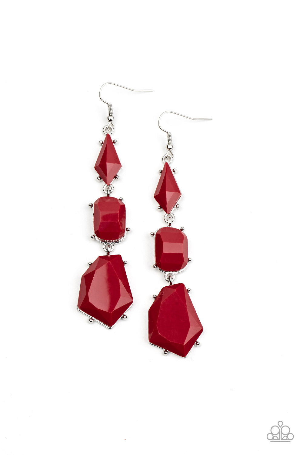 Geo Getaway - Red Earring