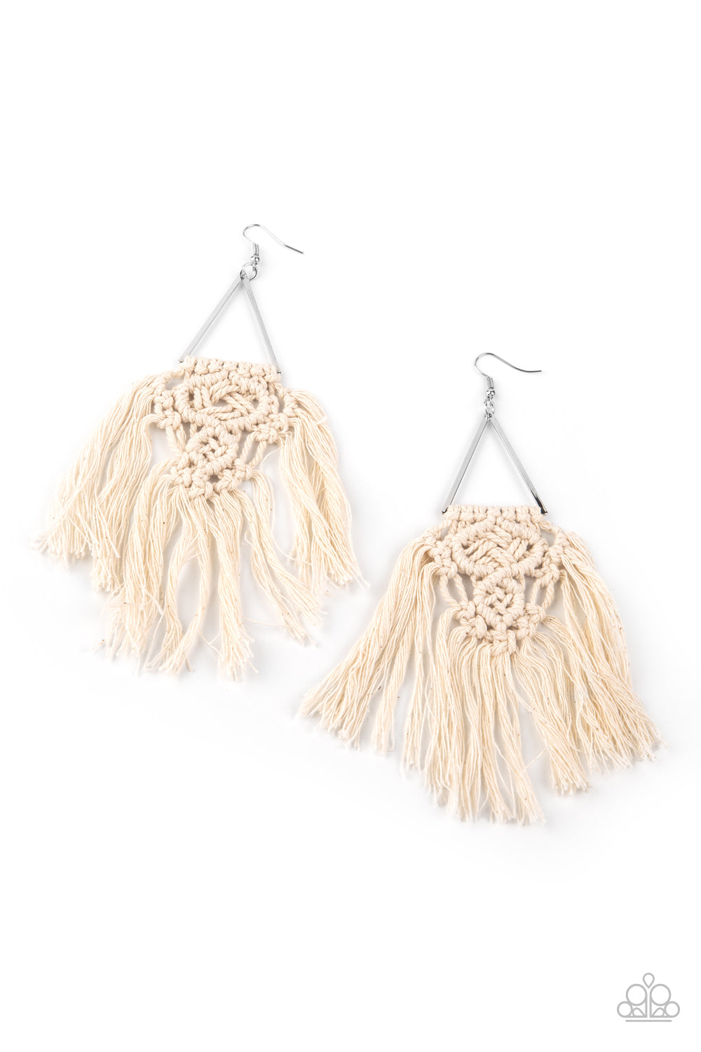 Modern Day Macrame - White Earring