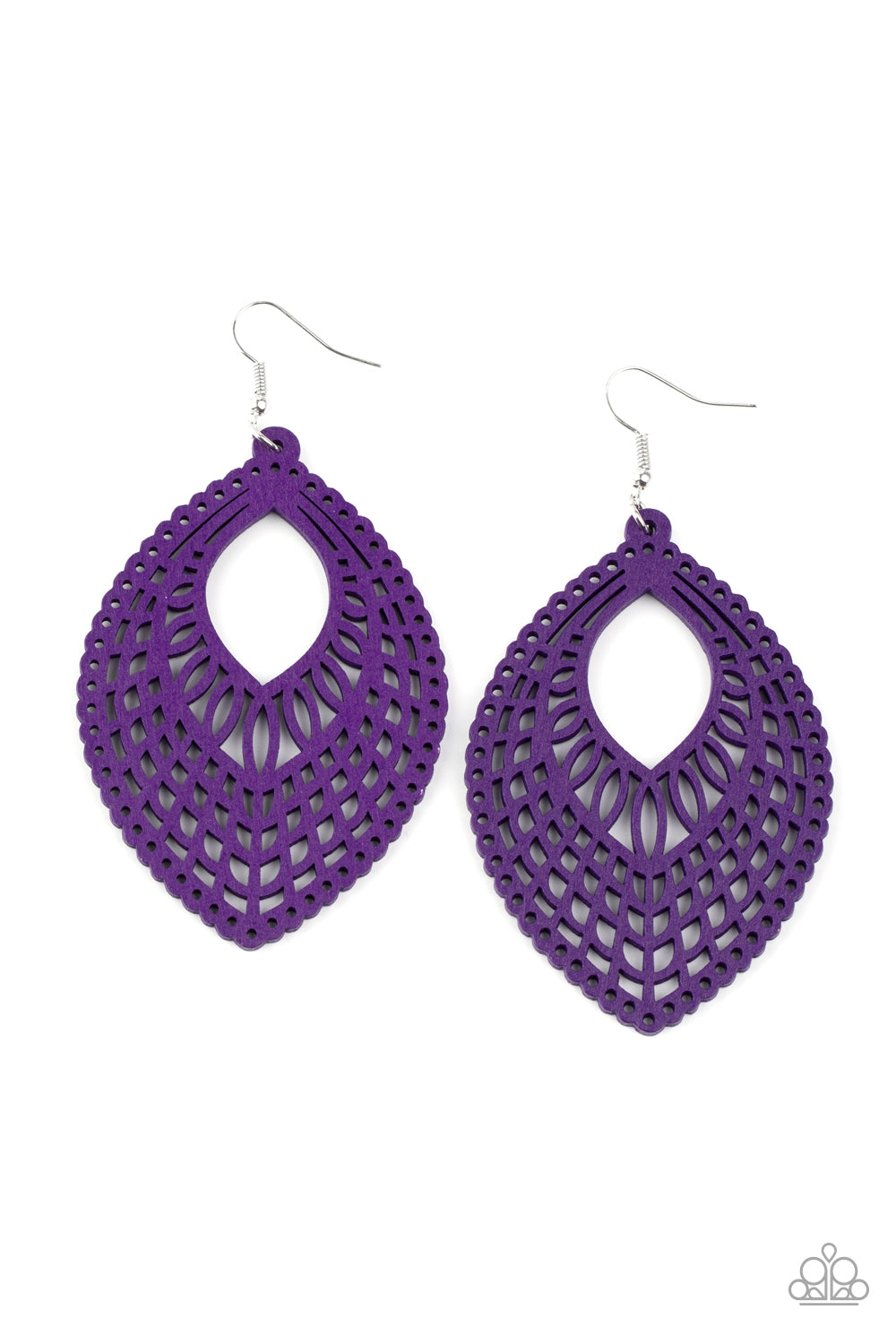 One Beach At A Time - Purple Wood Earring