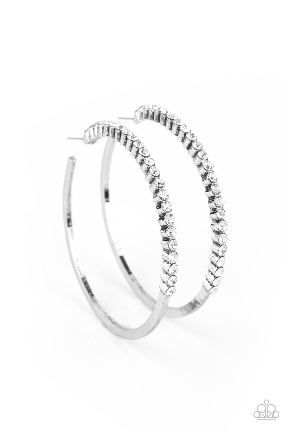 Making Rounds - White Hoop Earring