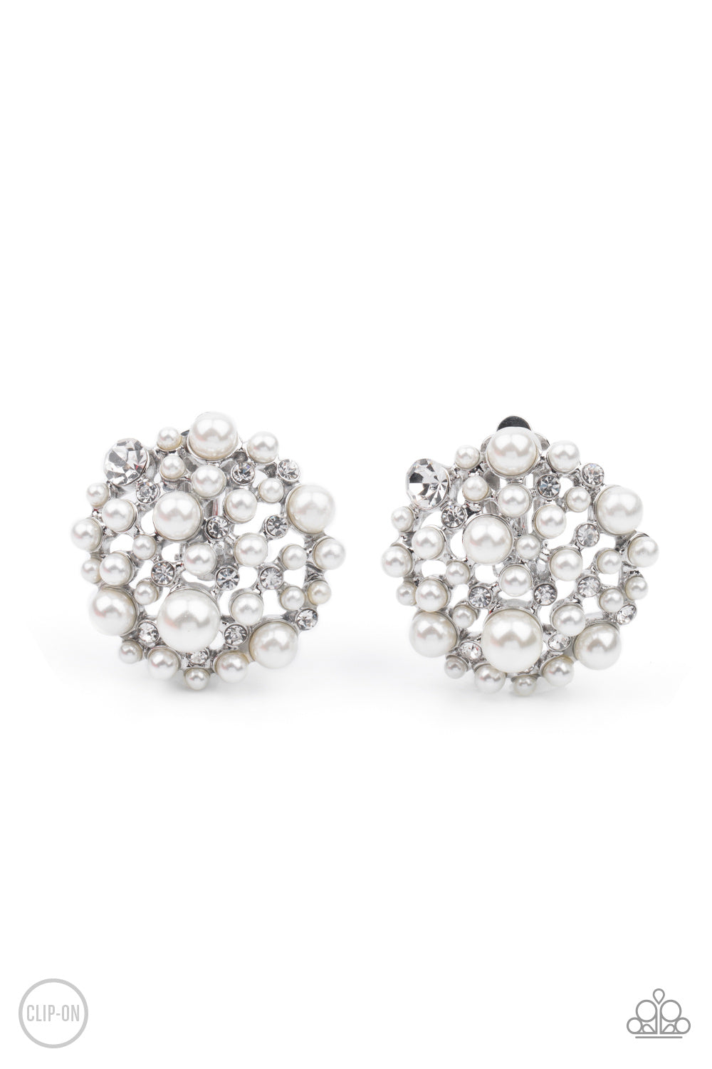 Head To Toe Twinkle - White Clip On Earring