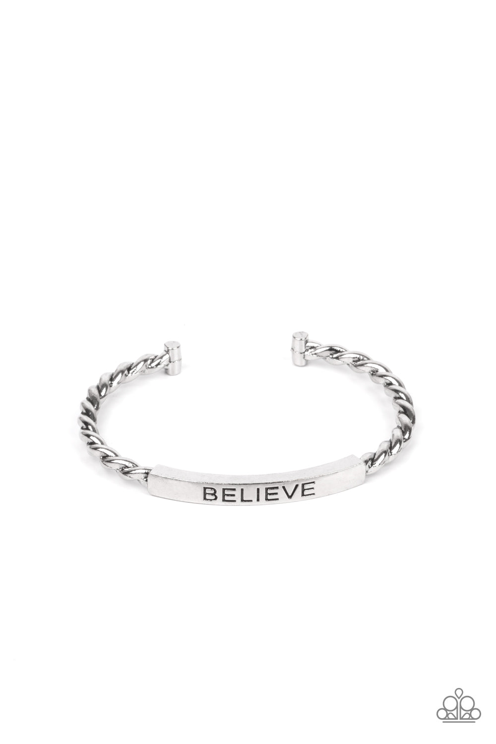 Keep Calm and Believe - Silver Mens Bracelet (Inspirational)