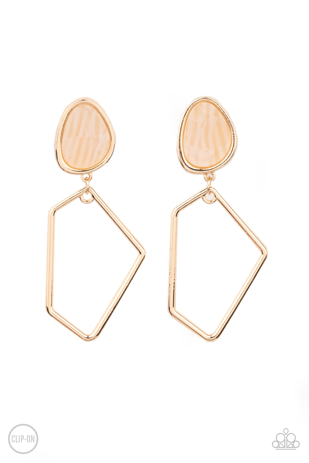 Retro Reverie - Gold Clip On Earring