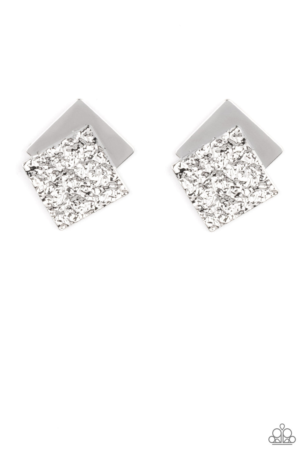 Square With Style - Silver Earring
