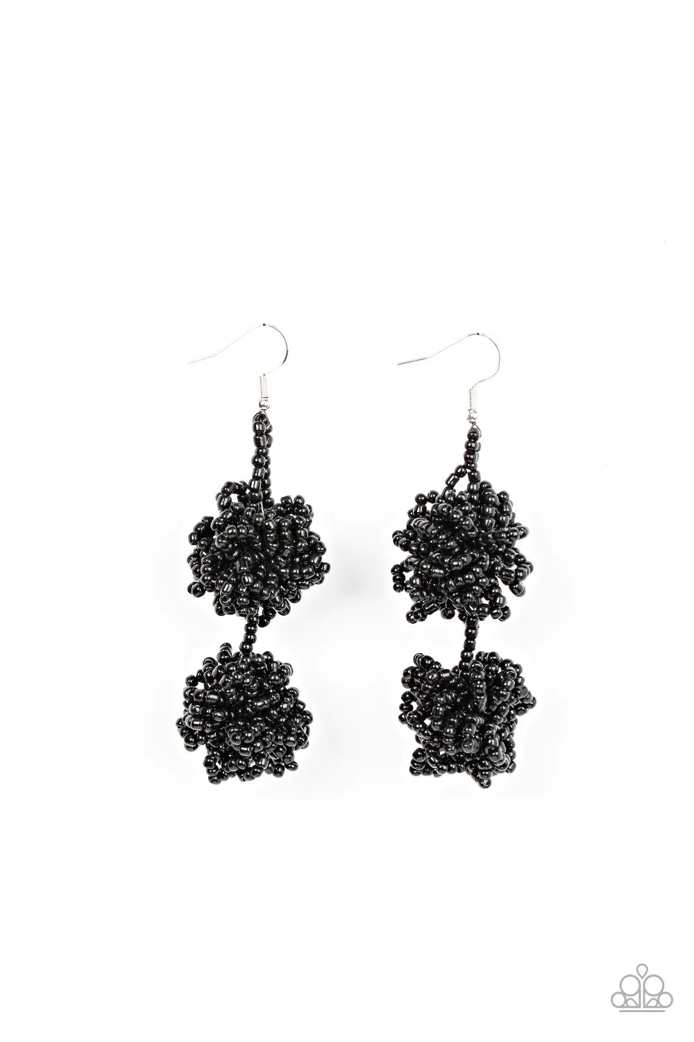 Celestial Collision - Black Seed Bead Earring