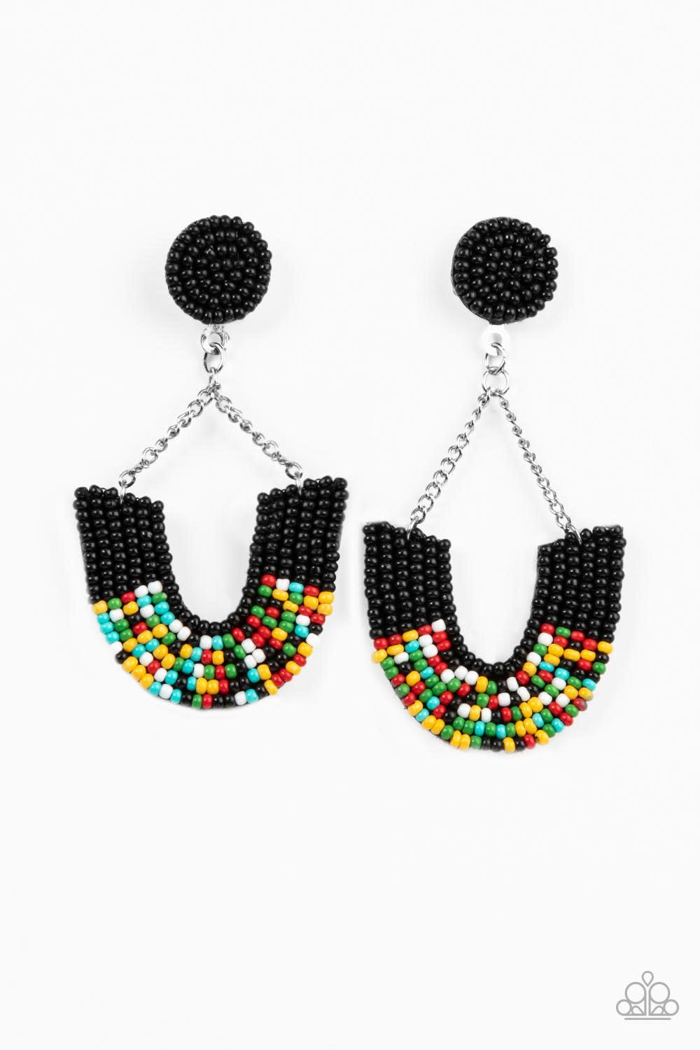 Make it RAINBOW - Black Seed Bead Earring