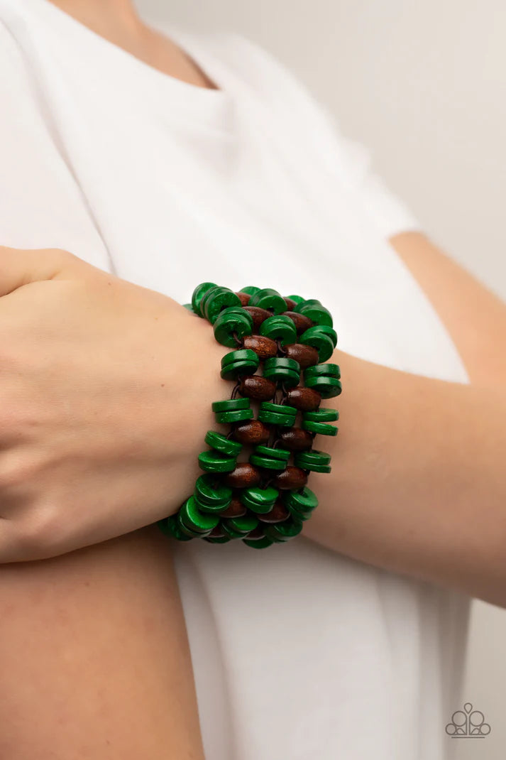 Galapagos Go-Getter - Green Wood Bracelet