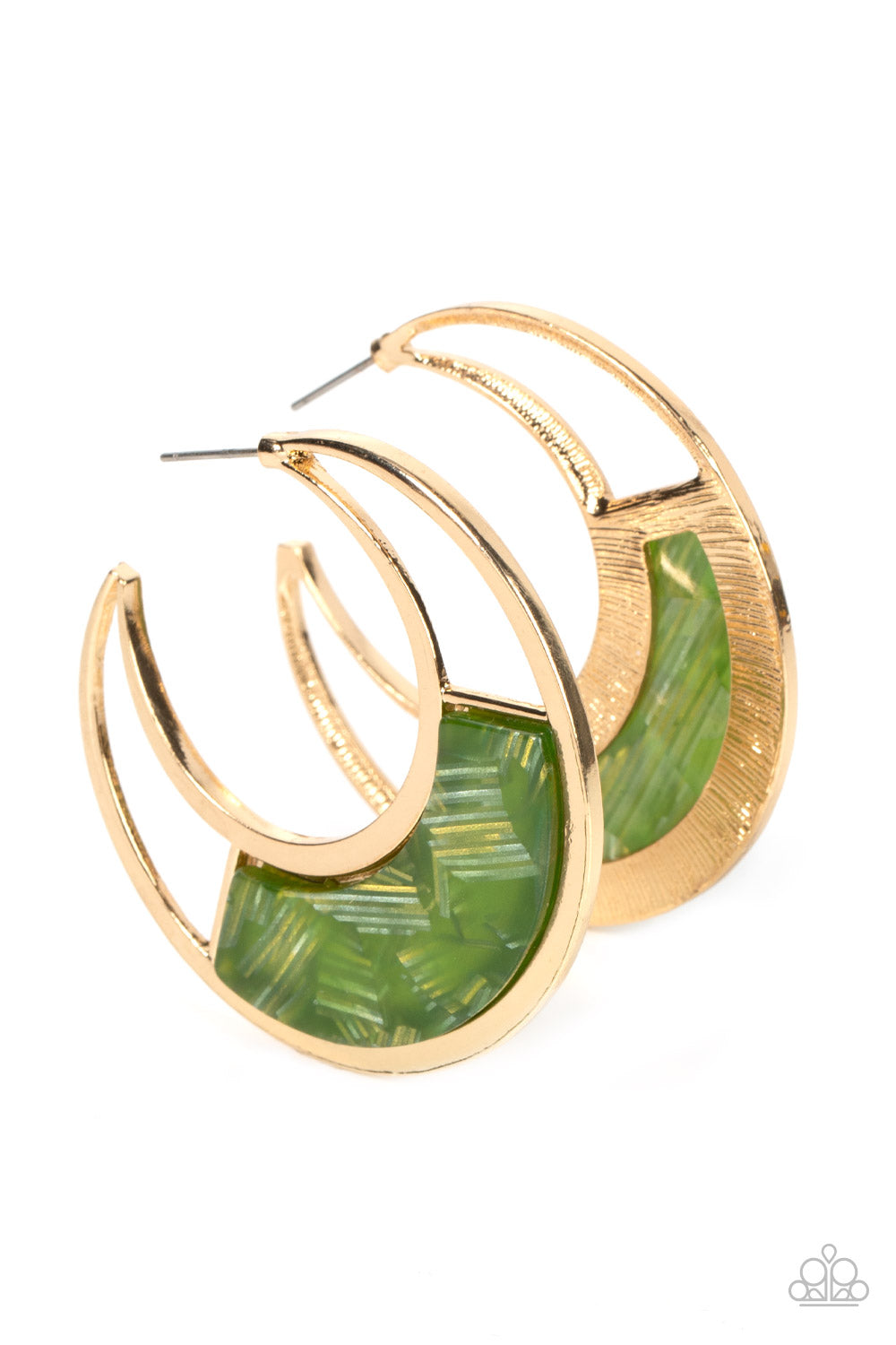 Contemporary Curves - Green Hoop Earring