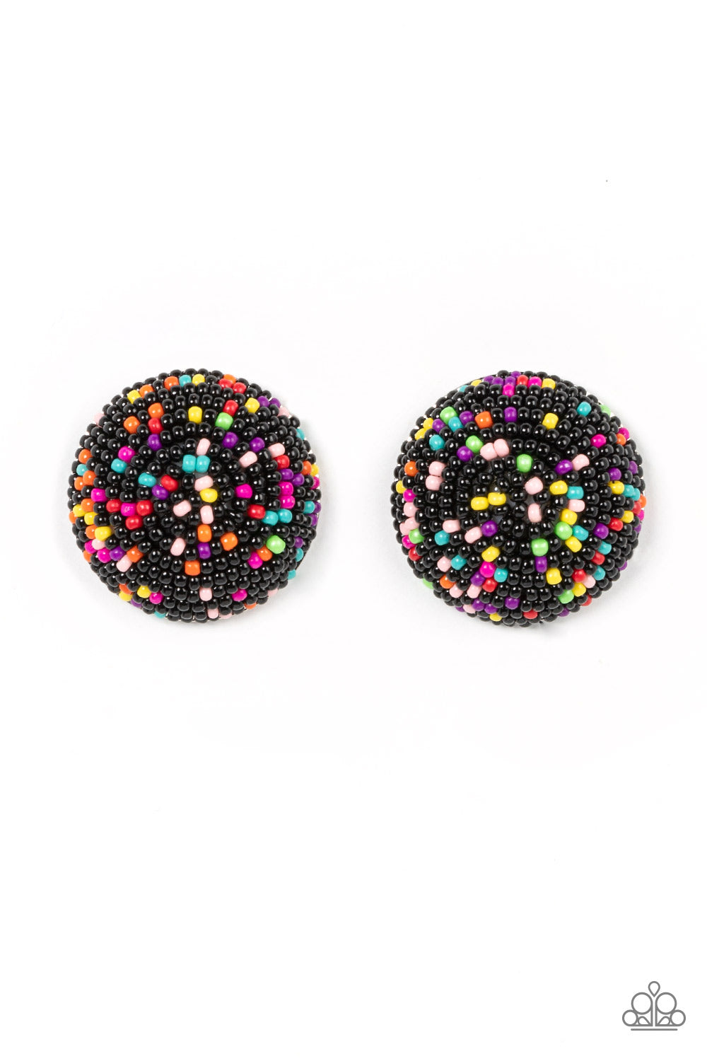 Kaleidoscope Sky - Black Seed Bead Earring