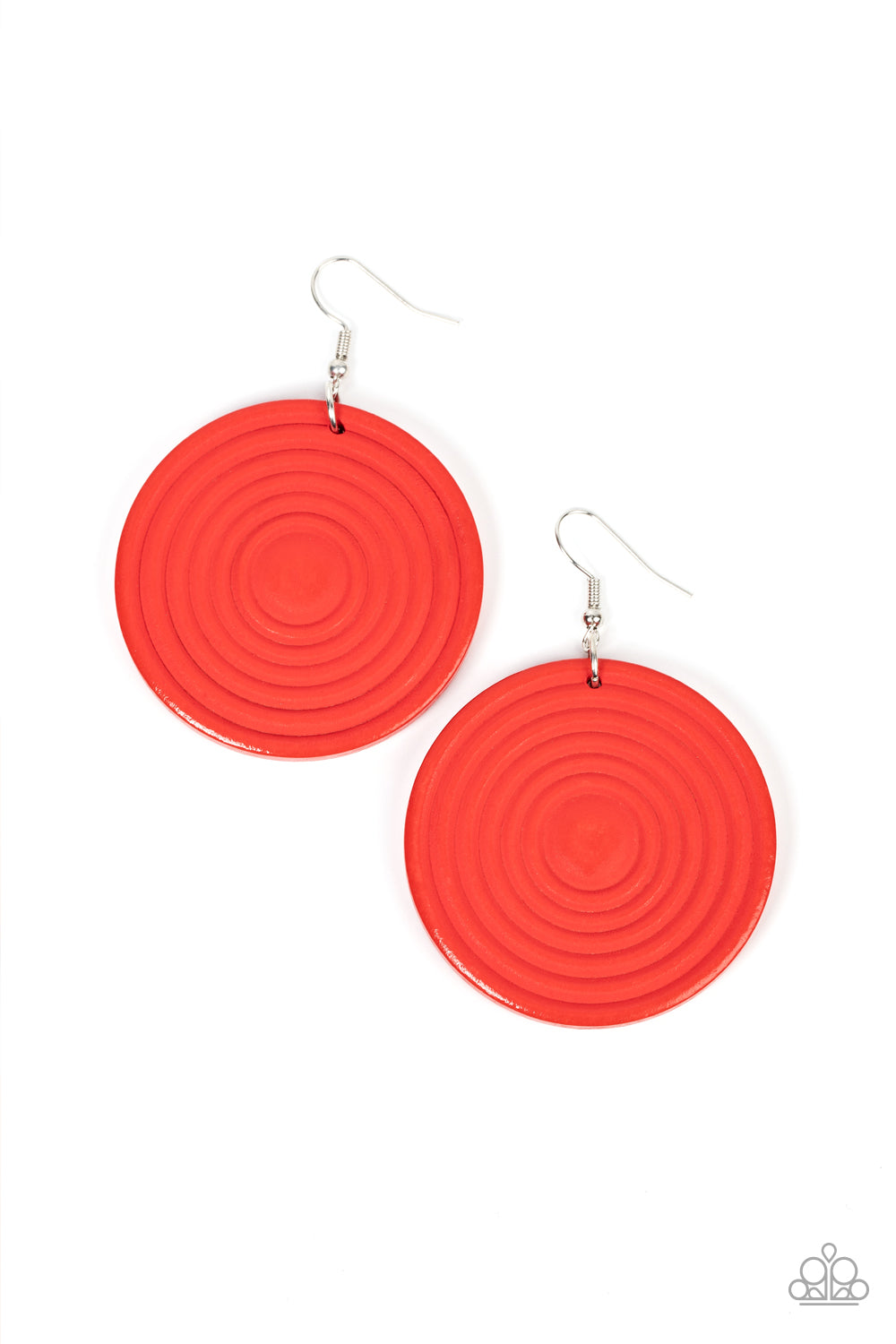 Caribbean Cymbal - Red Wood Earring