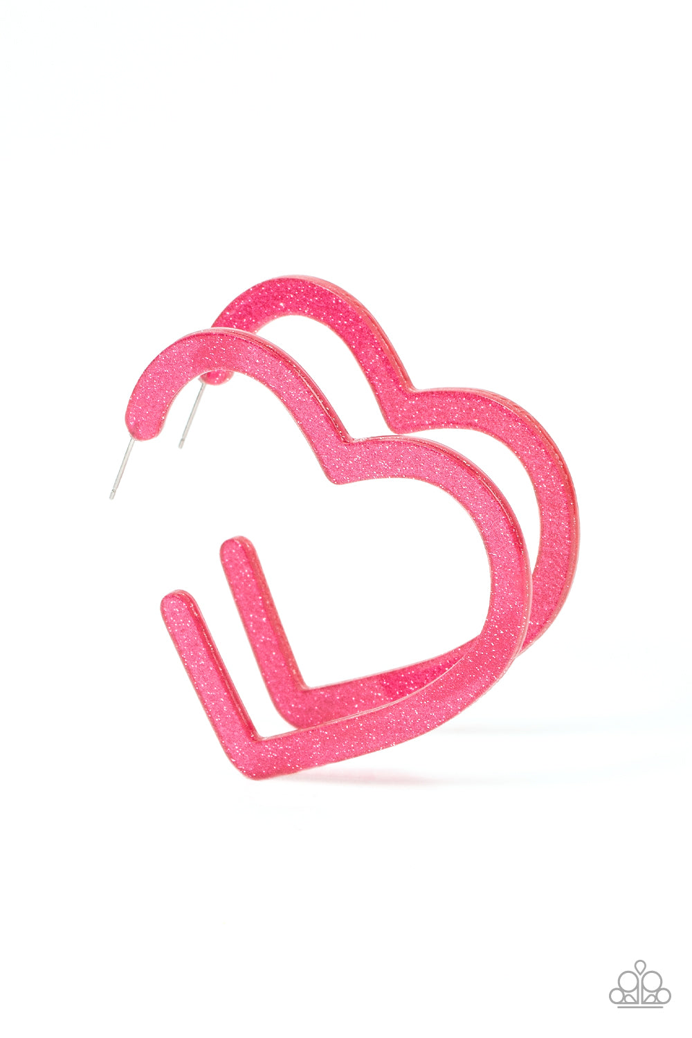 Heart-Throbbing Twinkle - Pink Hoop Earring