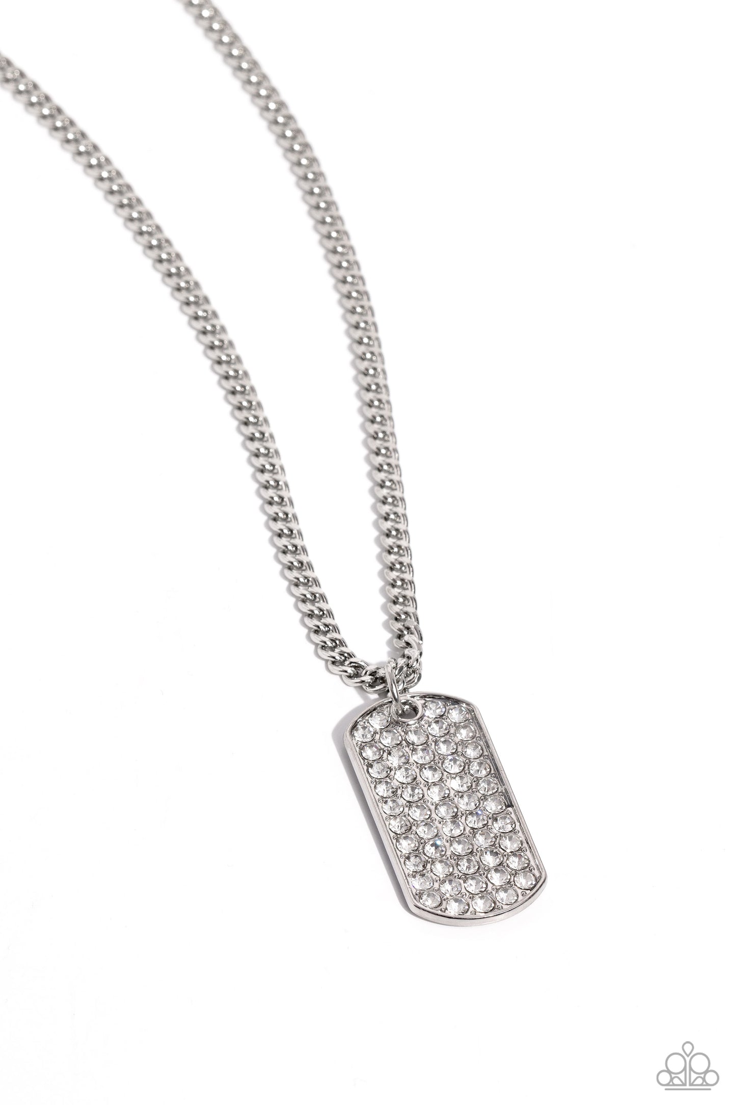 Glitzy Gauge - White Mens Necklace