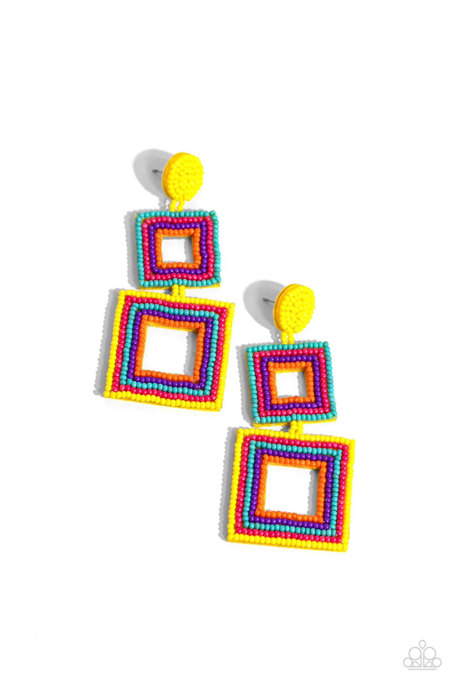 Seize the Squares - Multi Seed Bead Earring