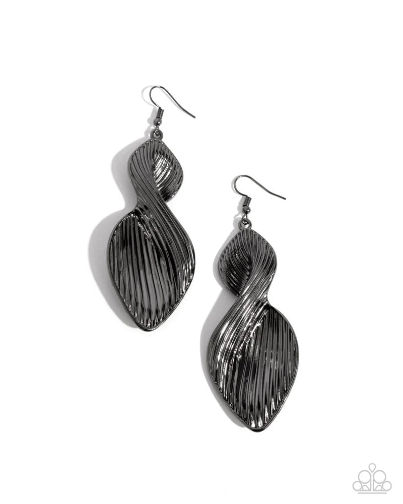 Skinny Spiral - Black Earring