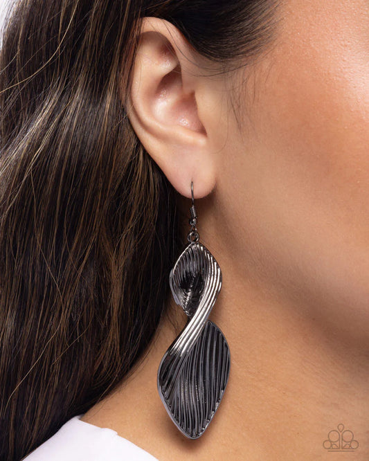 Skinny Spiral - Black Earring