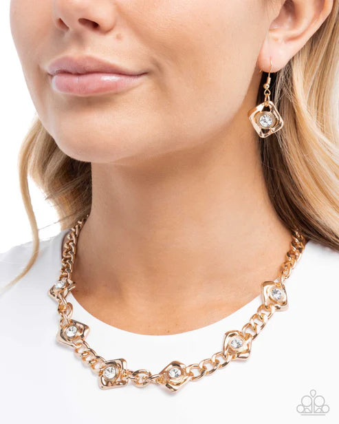 Square Silhouette - Gold Necklace
