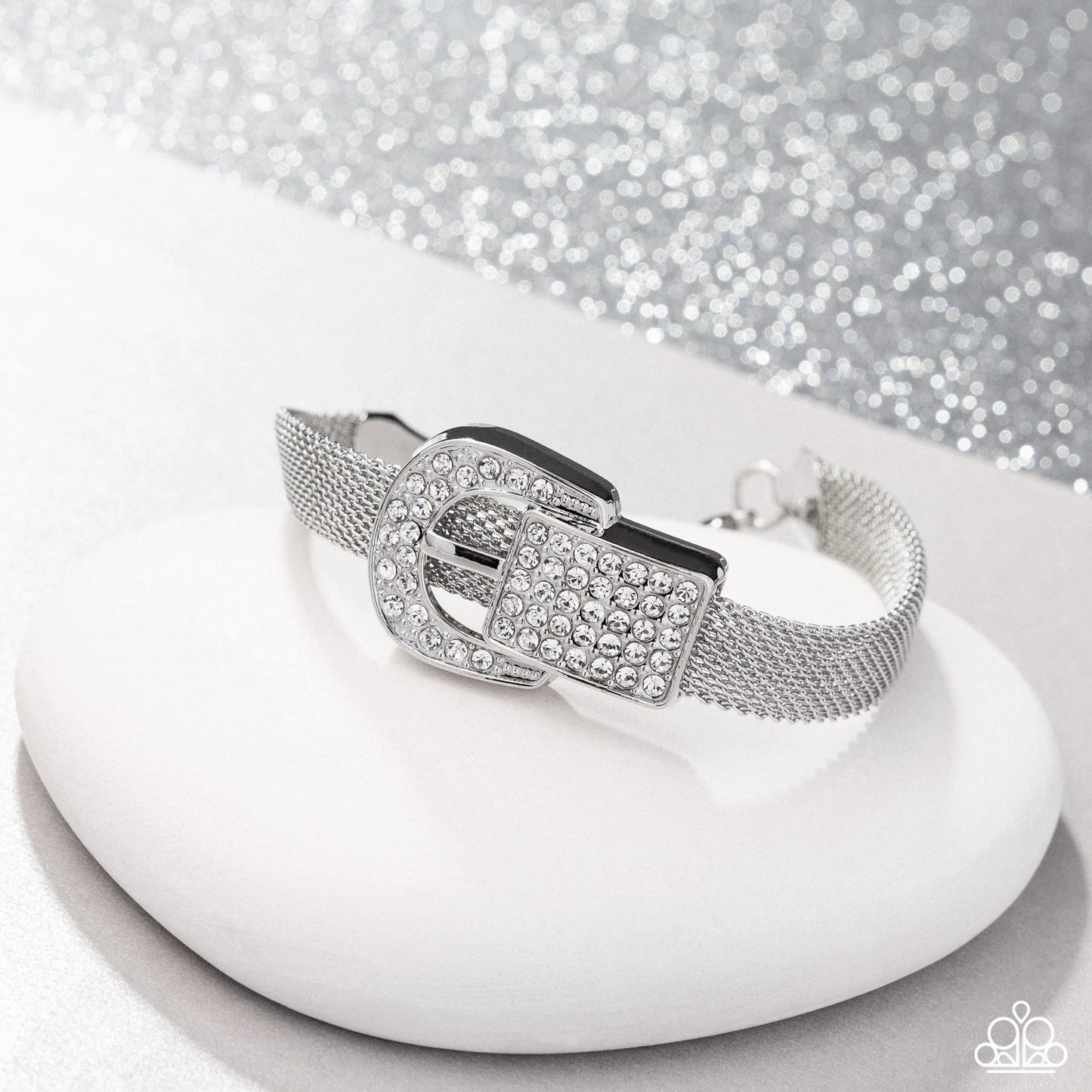 Boldly Buckled - White Bracelet (LOP-06-25)