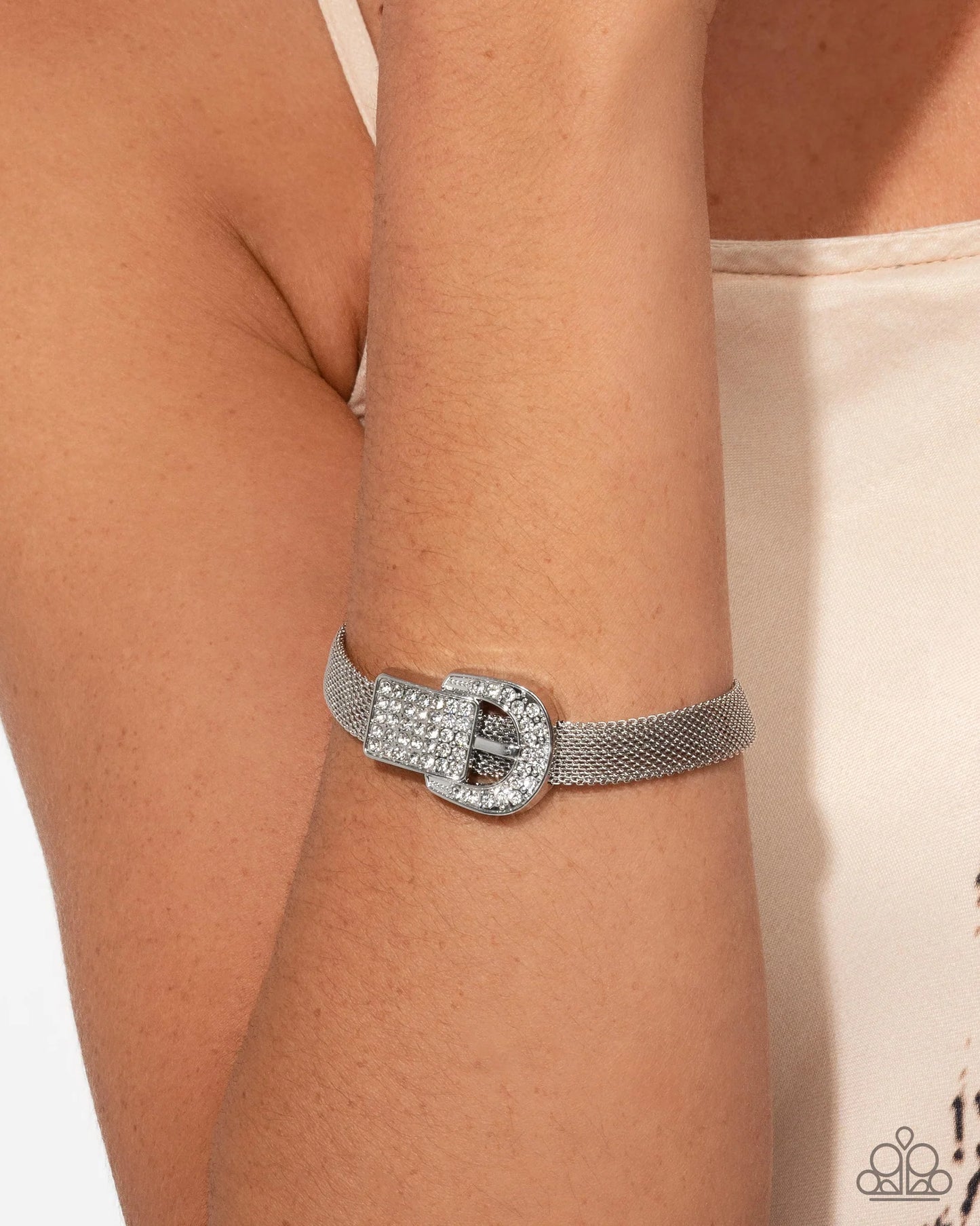 Boldly Buckled - White Bracelet (LOP-06-25)