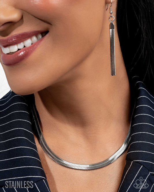 Herringbone Haute - Silver Choker Necklace (LOP-06-25)