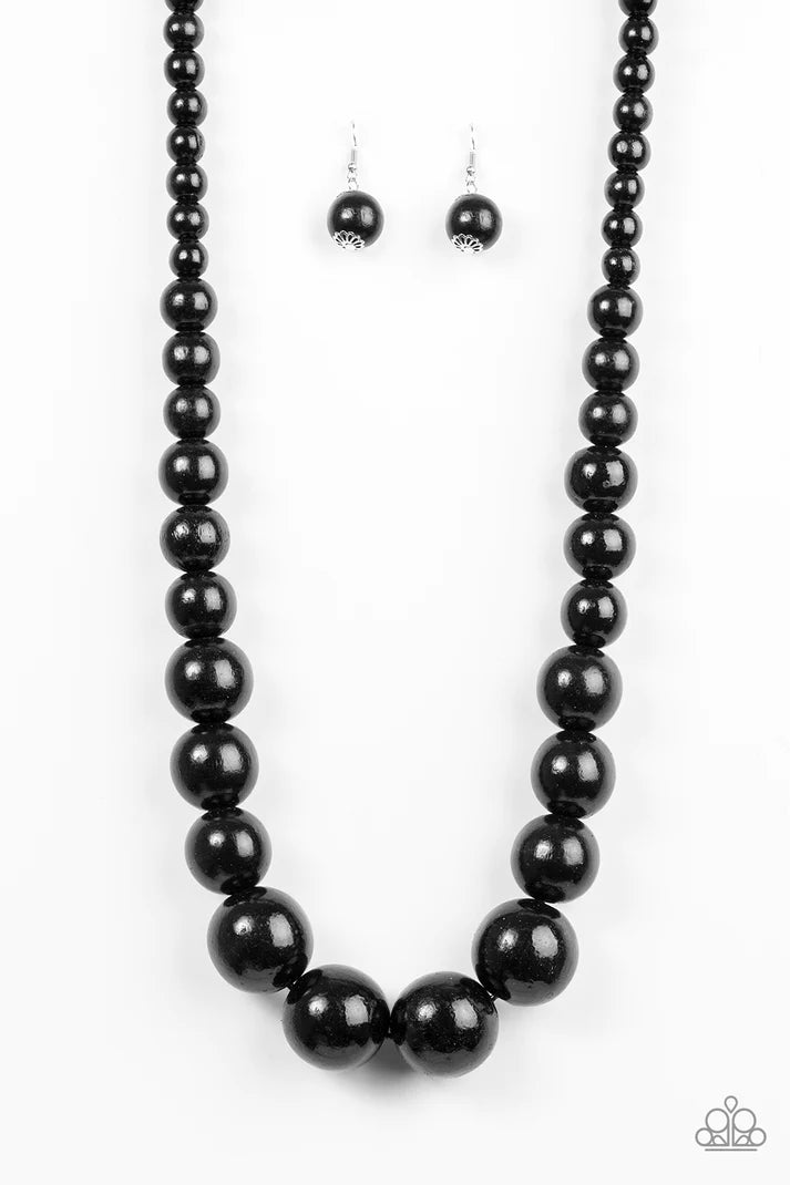 Effortlessly Everglades - Black Wood Necklace