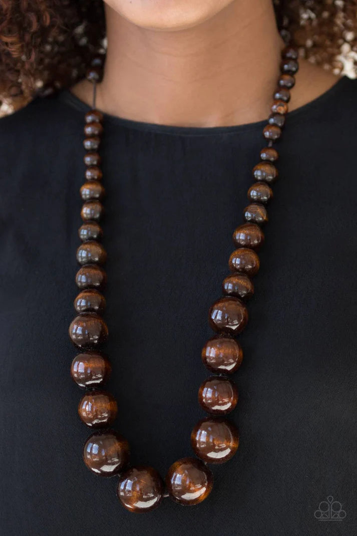 Effortlessly Everglades - Brown Wood Necklace