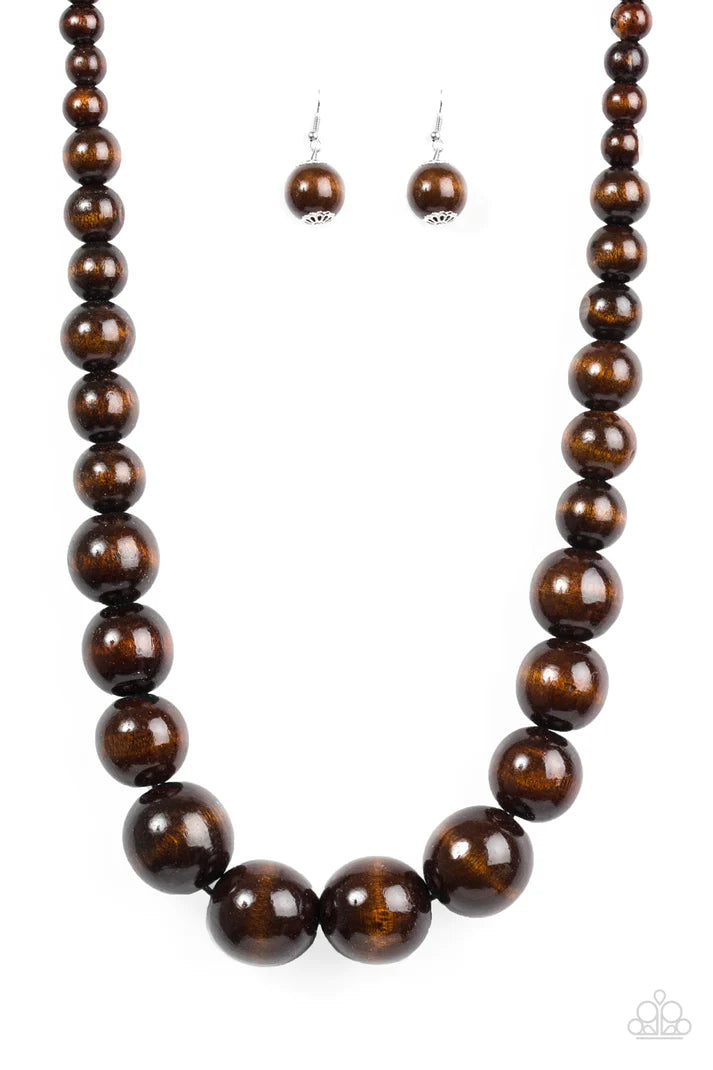 Effortlessly Everglades - Brown Wood Necklace