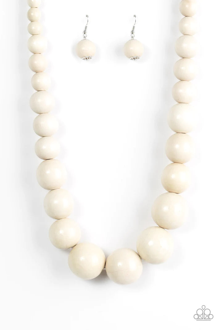 Effortlessly Everglades - White Wood Necklace