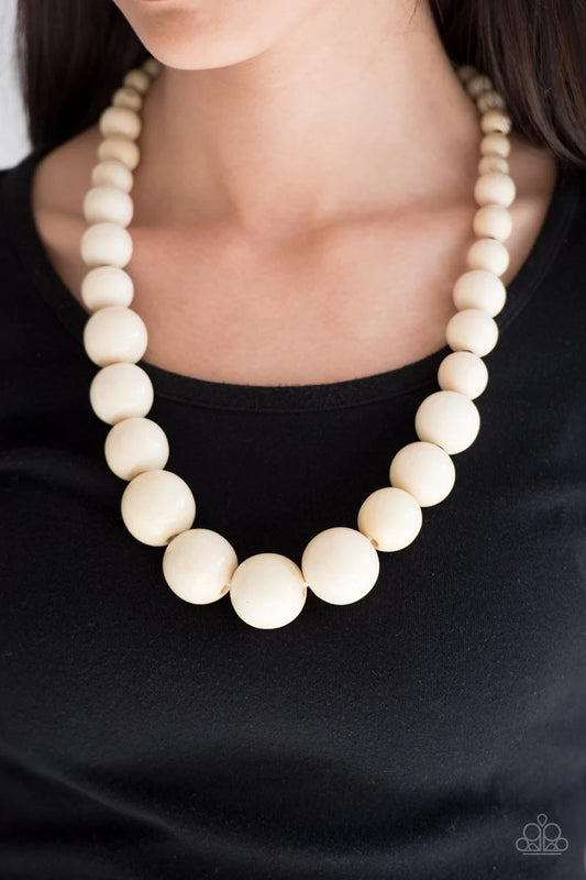 Effortlessly Everglades - White Wood Necklace