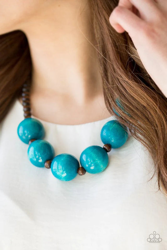 Oh My Miami - Blue Wood Necklace