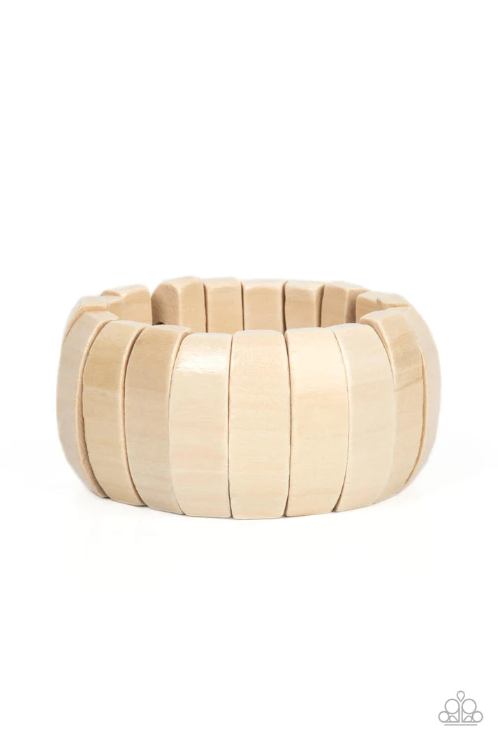 Boardwalk Bonanza - White Wood Bracelet