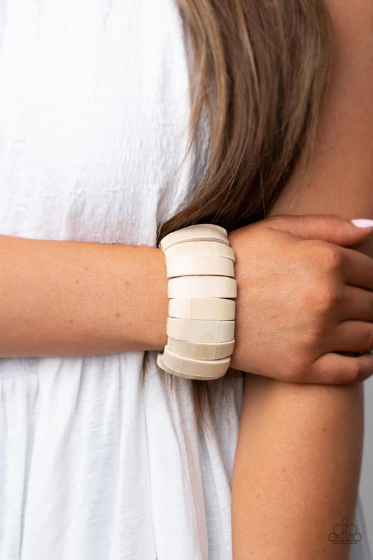 Boardwalk Bonanza - White Wood Bracelet