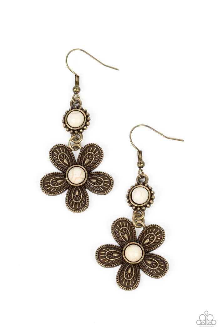 Free-Spirited Flourish - Brass Earring