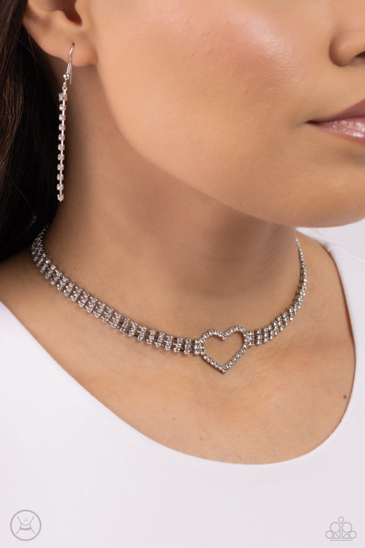 Rows of Romance - White Choker Necklace