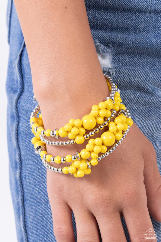 Compelling Clouds - Yellow Coil Bracelet